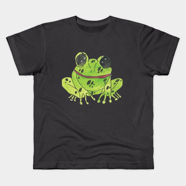 Green Speckled Frog Kids T-Shirt by Platinumfrog